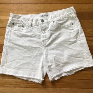 Madewell Button-Through White Cutoff Denim Shorts